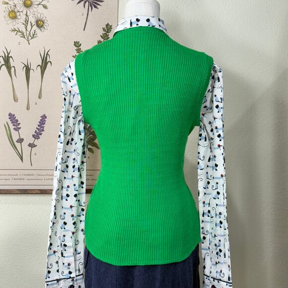 Vintage 70s Pear Button Up Knit Vest Mod Retro Whimsy Twee Cottage Whimsical S M - Picture 3 of 6